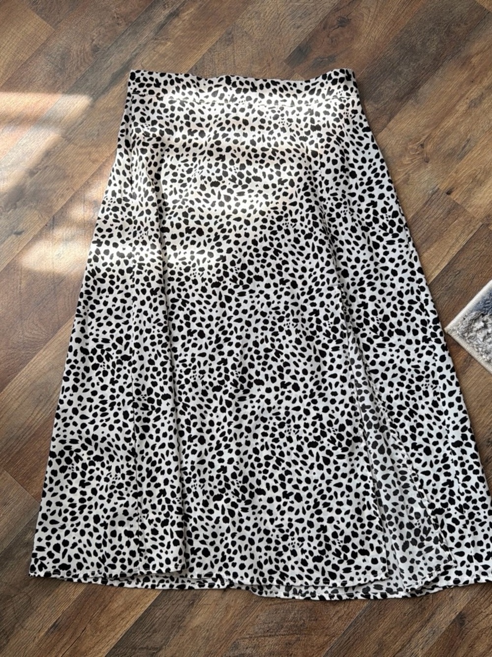 Womens Black and White Spot Print A-Line Skirt